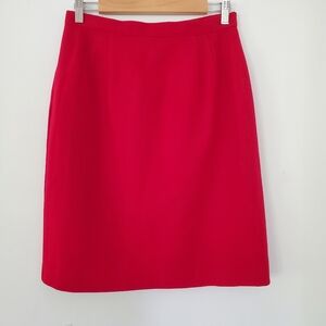 Vintage ISAAC HAZAN 12 Red 100% Wool Pencil Skirt Knee Lined Back Zipper USA EUC